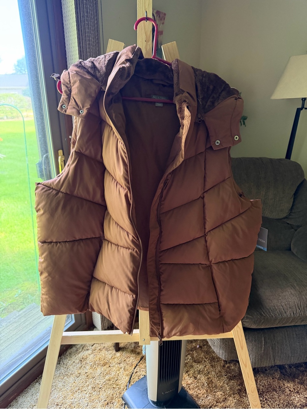 Falls Creek Kids Brown Puffer Vest with Hood